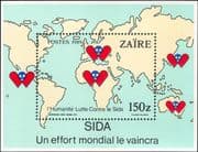 Zaire 1989 Anti-AIDS Campaign/ Medical/ Health/ Welfare/ Maps 1v m/s (n15019h)