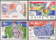 Zaire 1989 French Revolution 200th/ Maps/ Flags/ Birds/ Politics/ Animation 4v set (n15019e)
