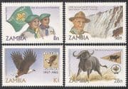 Zambia 1982 Scouts / Scouting / Baden-Powell / Waterfall / Eagle / Birds 4v set(b1949)