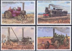 Zambia 1983  Steam Engines/ Rail/ Trains/ Tractors/ Railway/ Transport   4v set  (n20881)