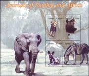 Zambia 2005 Animals/Nature/Wildlife/ Chimpanzee/ Zebra/ Hunting Dog/ Leopard 4v m/s (n35295)
