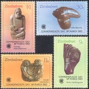 Zimbabwe 1983 Sculpture/ Art/ Artists/ Sculpture/ Carving/ Statues 4v set (n30155)