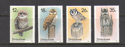 Zimbabwe 1987 OWLS / Raptors 4v set ref:n15840