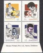 Zimbabwe 1987 UN/ Medical/ Health/ Nurses/ Immunisation/ Food/ Breast Feeding 4v blk (n30156)