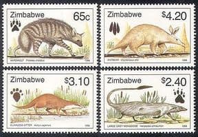 Zimbabwe 1998 Otter  /  Antbear  /  Mongoose  /  Animals  /  Nature  /  Wildlife 4v set (b9988)