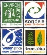 Zimbabwe 2004 Environment/ Baobab/ Tree/ Giraffe/ Animals/ Water/ Nature 4v set n23930