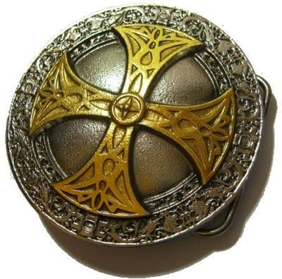 24ct Gold and Silver Plated Norse Cross Belt Buckle. Code MC7