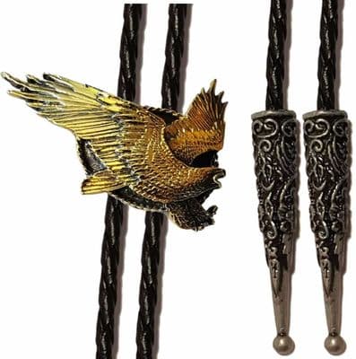 24ct Gold Plated Eagle Attacking Bolo Tie. Code BTWW23G