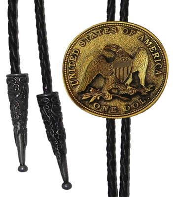 24ct Gold Plated Eagle USA Coin Bolo Tie. Code BTWW14G