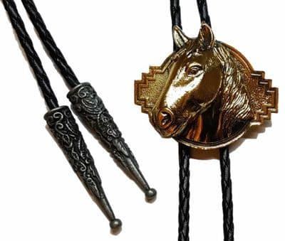 24ct Gold Plated Horse Head Bolo Tie. Code BTWW9G