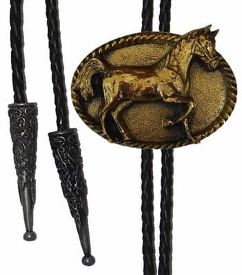 24ct Gold Plated Horse Oval Bolo Tie. Code BTWW21G