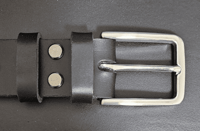 35mm Italian Leather Black Belt with Optional Stainless Steel Buckle. Chicago Screw Fitting
