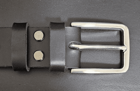 35mm Italian Leather Black Belt with Optional Stainless Steel Buckle. Chicago Screw Fitting