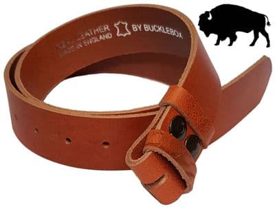 38mm Genuine Buffalo Hide Tan Snap Fit Leather Belt 1.5 inches wide