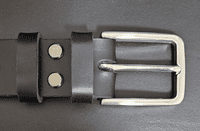 38mm Italian Leather Black Belt with Optional Stainless Steel Buckle. Chicago Screw Fitting