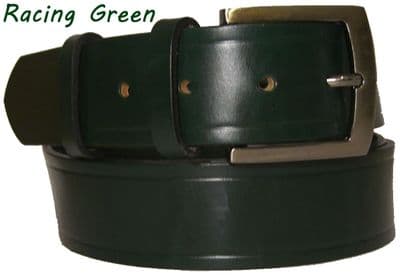 38mm Racing Green Handmade English Bridle Leather Belt With Buckle - made in England by Bucklebox