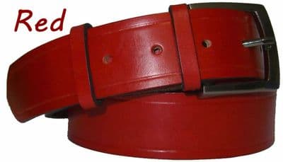 38mm Red Handmade English Bridle Leather Belt With Buckle - made in England by Bucklebox