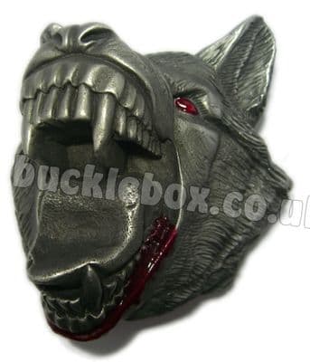 3D WOLF HEAD BELT BUCKLE + display stand