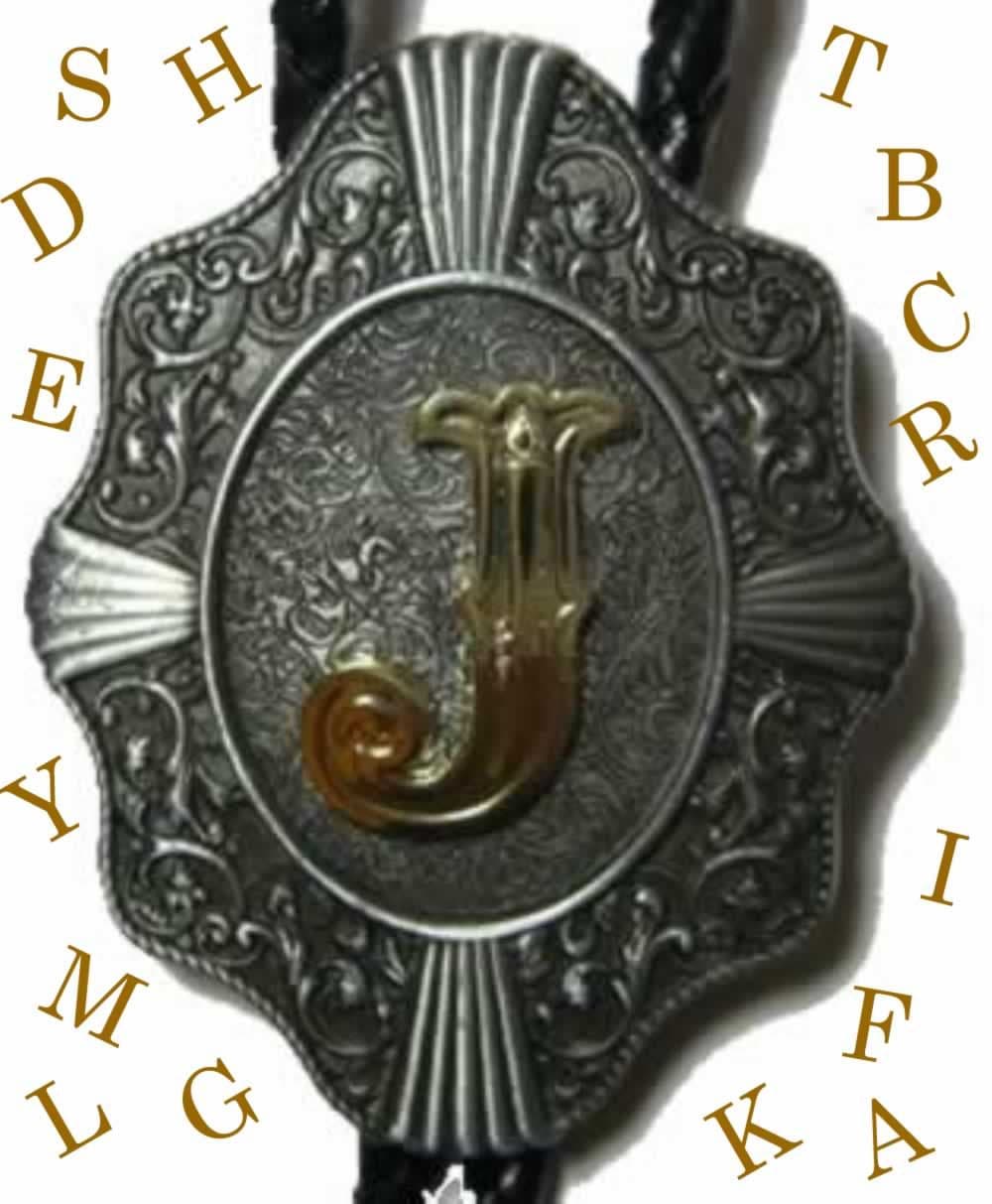 Initial Letter K Western Cowboy Rodeo Bolo Tie
