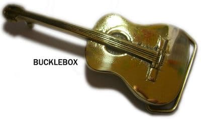 ACOUSTIC GUITAR (SOLID BRASS) Belt Buckle + display stand