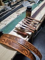 African Wildlife Embossed Full Grain Leather Belt . 1½