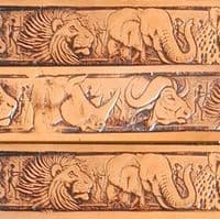 African Wildlife Embossed Full Grain Leather Belt . 1½