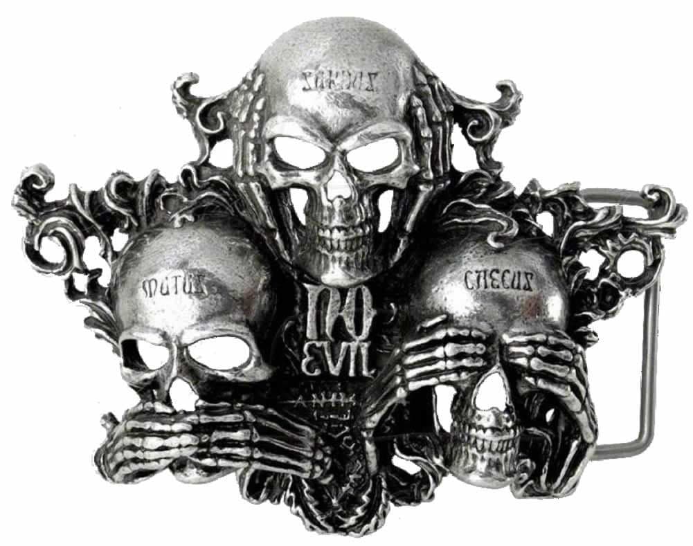 Alchemy Gothic Speak Hear See No Evil Belt Buckle with display