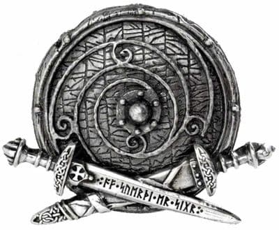 Alchemy Gothic War Band Belt Buckle with display stand. Code WM3