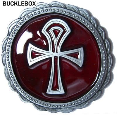 Amon Ankh-Cross (red) - Heavy Belt Buckle. Code AR4