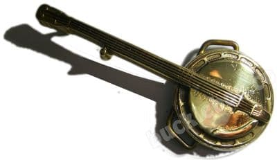 BANJO - SOLID BRASS Belt Buckle + display stand