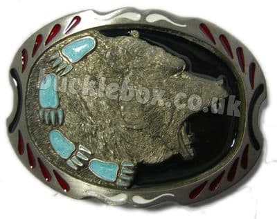 Bear Head Belt Buckle + display stand. Code FC3