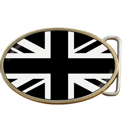Black and White Union Jack  British Flag Belt Buckle. Code A0092