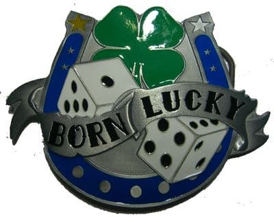 BORN LUCKY BELT BUCKLE + display stand