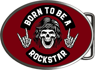 Born to be a Rockstar - Skull Belt Buckle. code: A0254