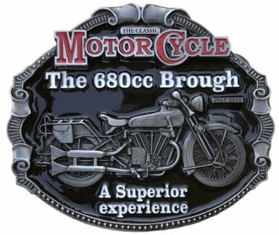 Brough 680cc Motorcycle belt buckle with display stand. Code FL1
