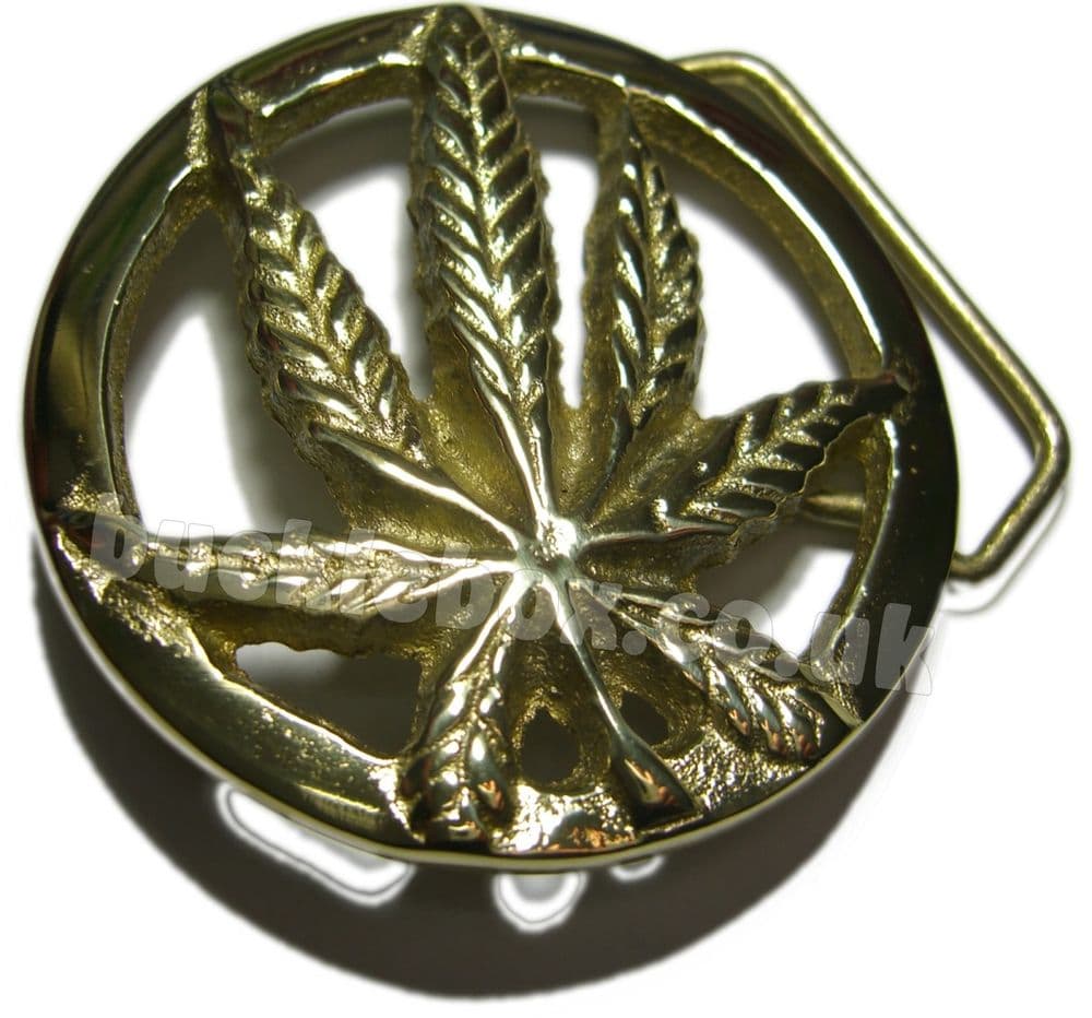 Fibbia Cintura In Metallo Nero Con Foglia Di Cannabis - Nuova - Foto 2
