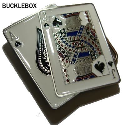 Cards Ace and Jack of Spades Belt Buckle. Code CH2