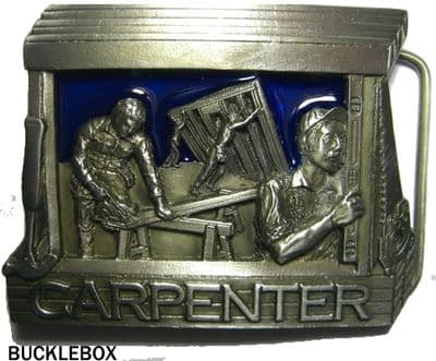 Carpenter Belt Buckle + display stand. Code EL1