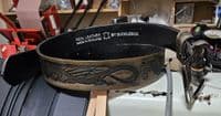Celtic Dragon Embossed Antique Black Full Grain Leather Belt . 1½