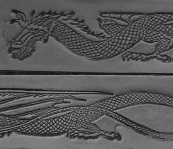 Celtic Dragon Embossed Antique Black Full Grain Leather Belt . 1½