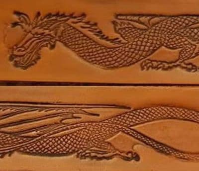 Celtic Dragon Embossed Full Grain Leather Belt . 1½