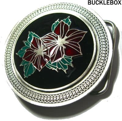 CELTIC FLOWERS Belt Buckle + display stand