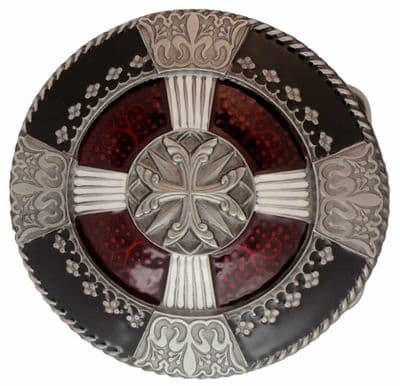 Celtic Red and White Cross Belt Buckle. Code DF1