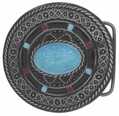 Celtic Round Belt Buckle with display stand. Code JK7