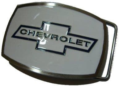 CHEVROLET LOGO (White) BELT BUCKLE + display stand