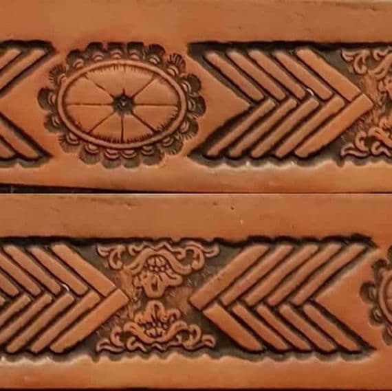 Chevron Embossed Full Grain Leather Belt . 1½