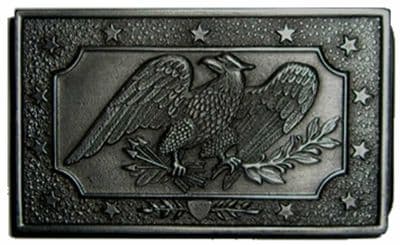 Civil War Belt Plate 1850 Belt Buckle with display stand. Code MJ8