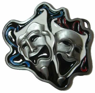 Comedy and Tragedy Masks Actors Thespian Drama Belt Buckle. Code AL5