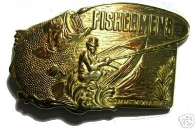 COMMEMORATIVE FISHERMAN Belt Buckle + display stand