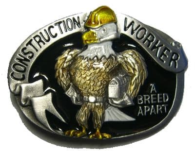 Construction Worker - BELT BUCKLE + display stand